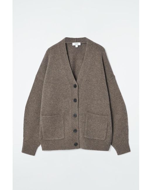 COS Brown Chunky Cashmere-blend Cardigan