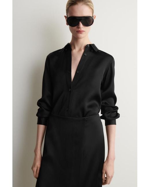 COS Black Satin Wrap Skirt