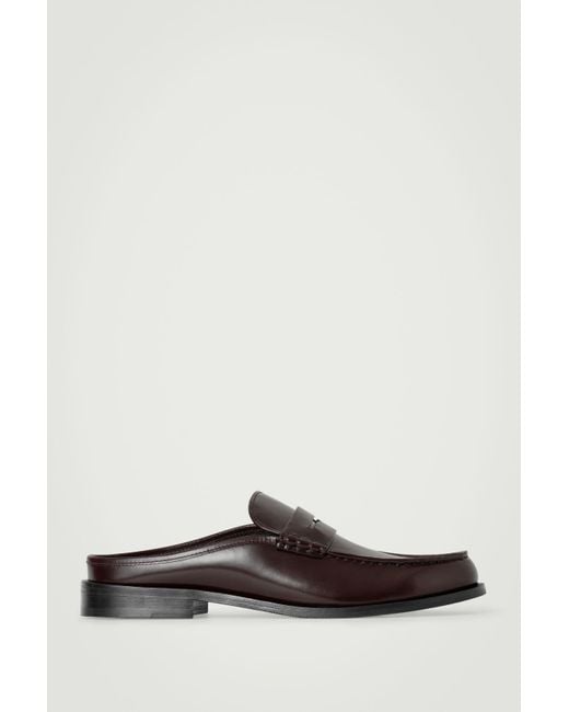 COS Red Leather Penny Mules for men