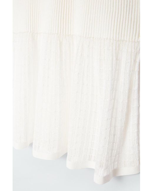 COS White Lace-Stitch Ribbed-Knit Midi Skirt