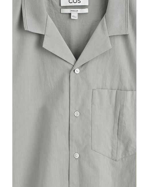 COS Gray Camp-Collar Cotton Shirt for men