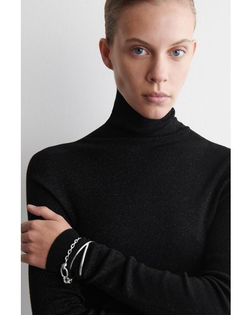 COS Black Sparkly Seamless Wool Top