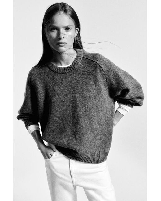 COS Gray Rounded Cashmere Crew-Neck Jumper