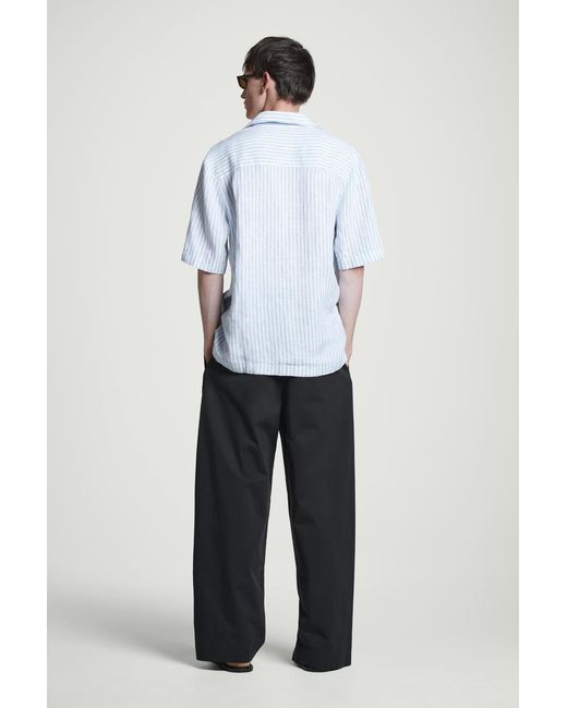 COS Blue Camp-collar Linen Shirt for men
