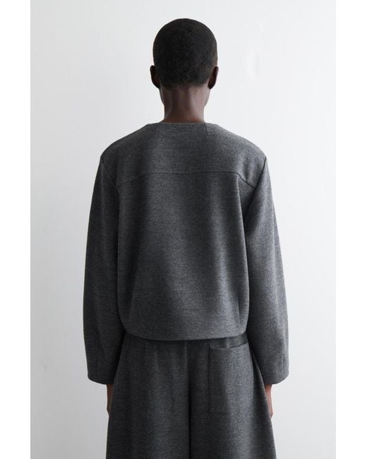 COS Gray Boiled Merino Wool Cardigan