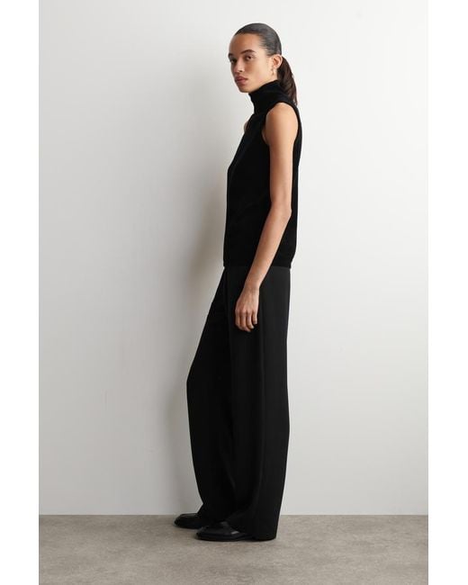 COS Black Chenille Funnel-Neck Vest