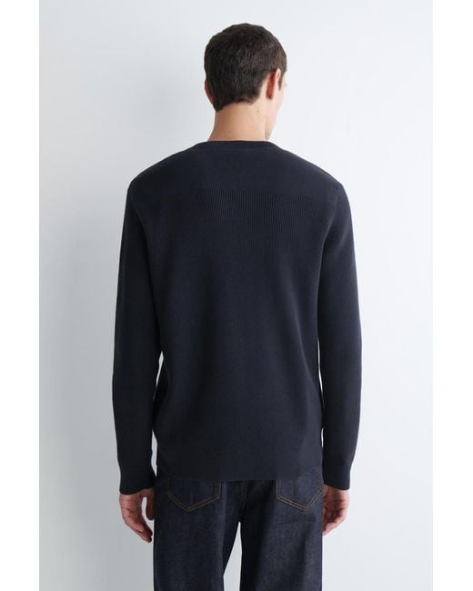 COS Blue Cotton Crew-Neck Sweater for men