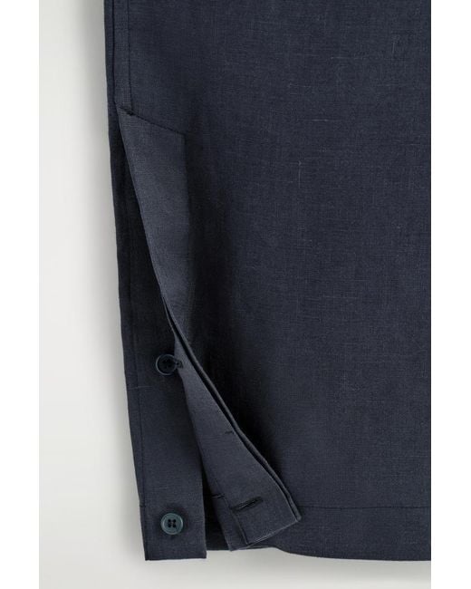 COS Blue Elasticated Linen Barrel-Leg Pants