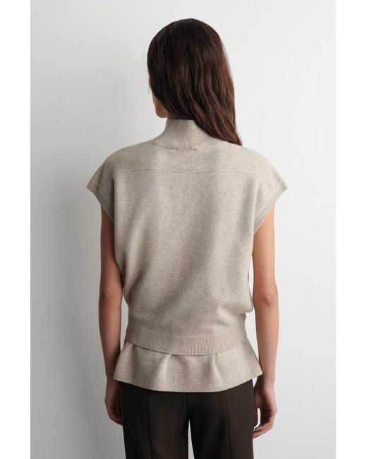 COS Natural Belt-Detail Mock-Neck Wool Vest