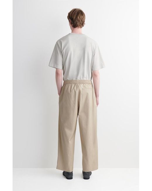 COS Natural Cropped Elasticated Relaxed-Fit Wide-Leg Trousers for men