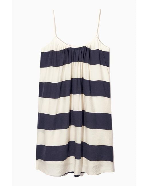 COS Blue Gathered Strappy Mini Dress