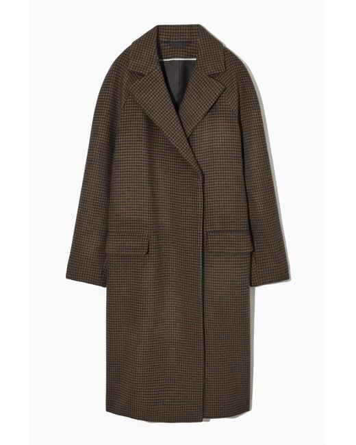 COS Houndstooth Woolblend Coat in Brown Lyst UK