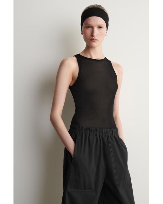 COS Black Cotton Barrel-Leg Utility Pants