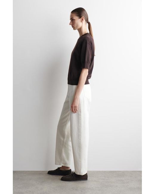 COS Brown Knitted Cotton T-Shirt