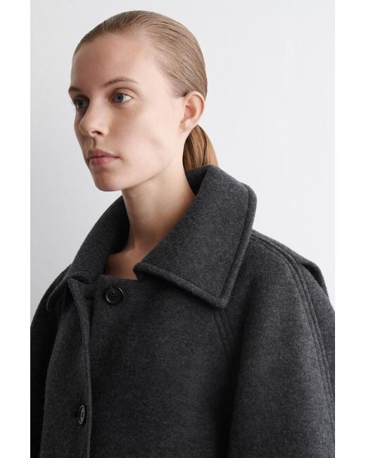 COS Black Sculpted Wool Coat