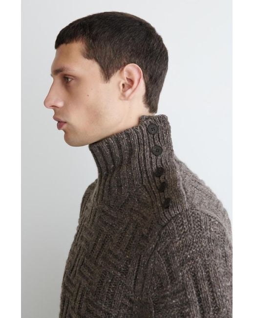 COS Gray Basketweave Wool Sweater for men