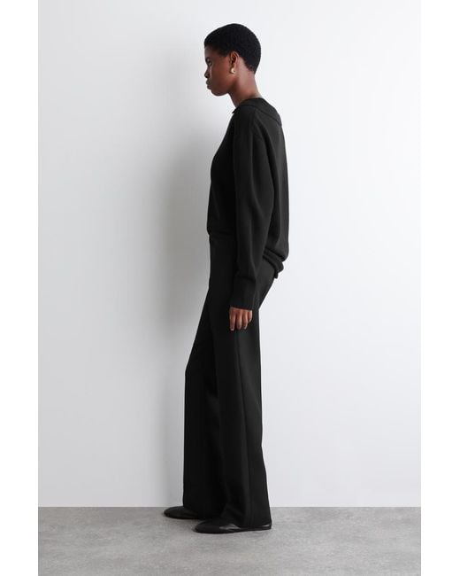 COS Black Merino Wool Polo Sweater