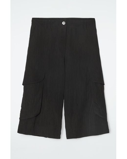 COS Black Longline Cargo Shorts