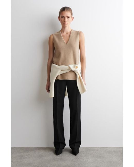 COS Natural Wool V-Neck Tunic Vest