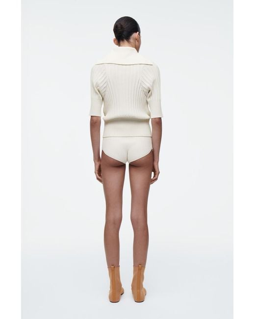COS White Rib-knit Silk Micro Shorts