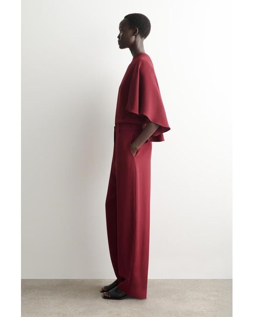 COS Red Draped Silk Top