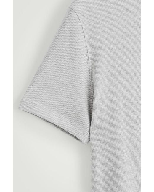 COS White Slim Ribbed Cotton T-shirt for men