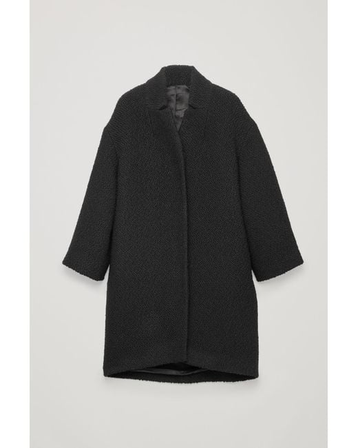 COS Black Boucle-wool Cocoon Coat