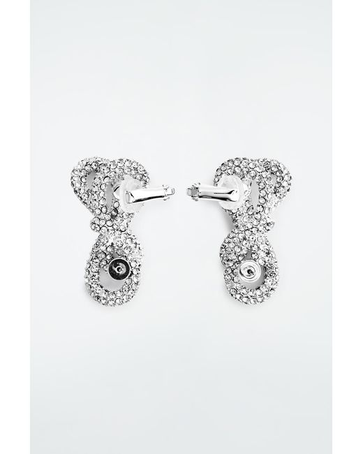COS Metallic Knotted Bow Crystal Climber Earrings