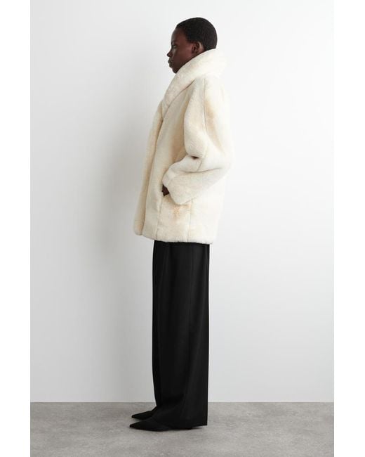 COS Natural Shawl-Collar Fur-Effect Jacket