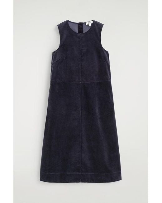 COS Blue A-Line Corduroy Midi Dress