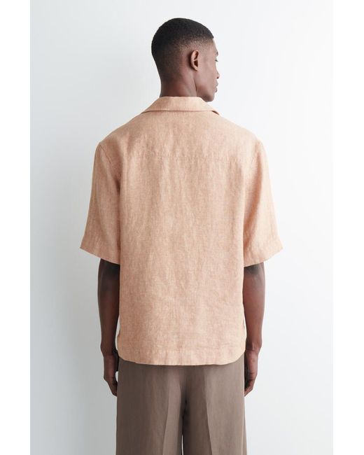 COS Orange Linen Popover Shirt for men
