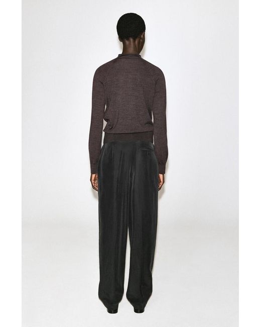 COS Black Merino Wool Funnel-Neck Cardigan