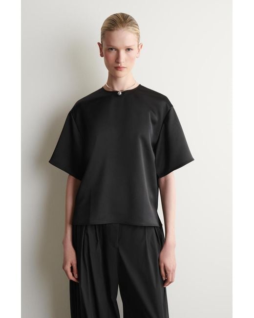 COS Black Oversized Satin T-Shirt