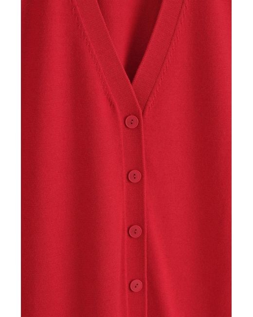 COS Red V-Neck Merino Wool Waistcoat