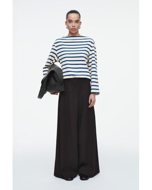 COS Blue Striped Boat-neck Top