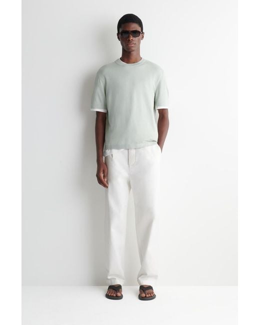 COS White Knitted Linen T-Shirt for men