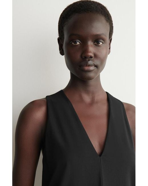 COS Black Twist-Back Jersey Midi Dress