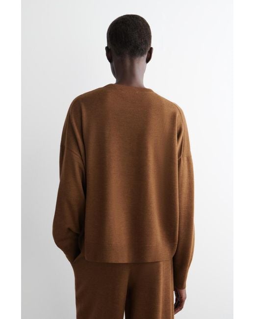 COS Brown Merino Wool Crew-Neck Sweater
