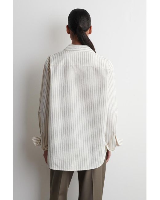 COS White Open-Collar Cotton-Poplin Shirt