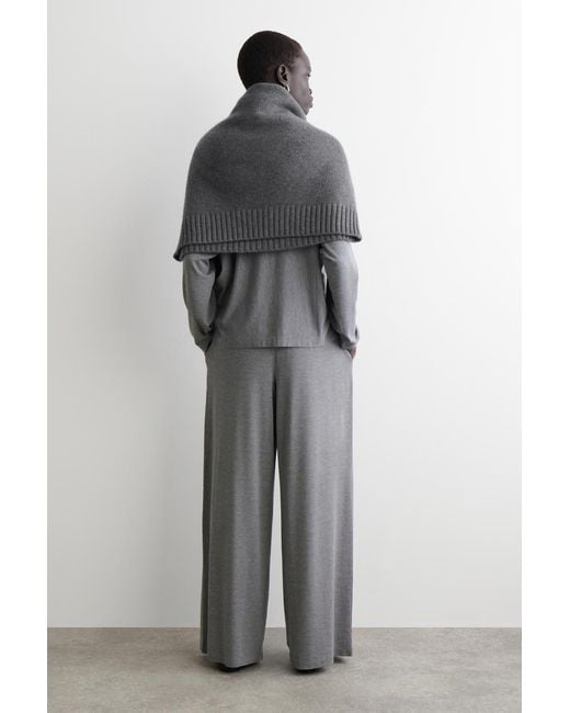 COS Gray Fluid Jersey Wide-Leg Trousers