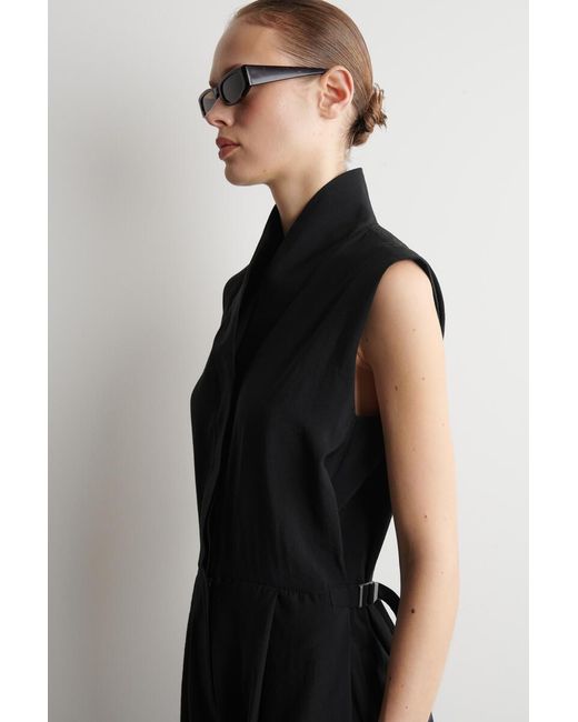 COS Black Shawl-Collar Utility Jumpsuit