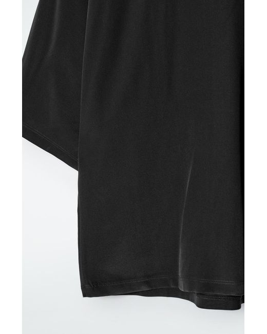 COS Black Batwing-sleeve Panelled Silk T-shirt