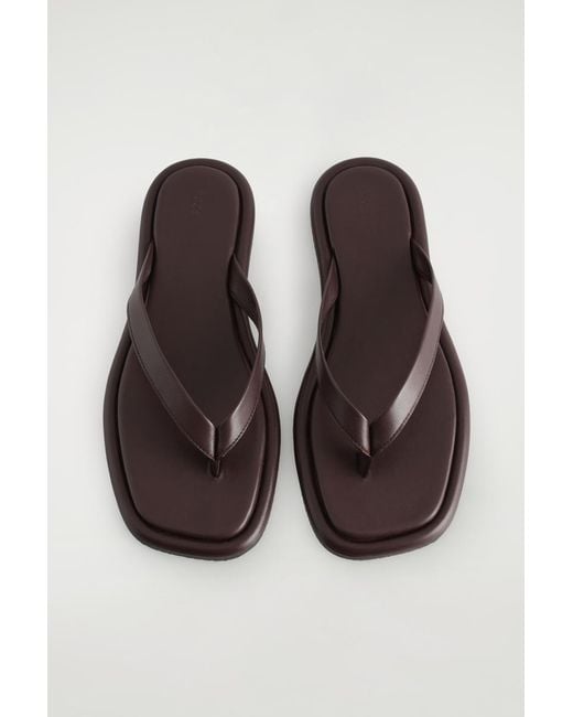 COS Pink Leather Flip Flops