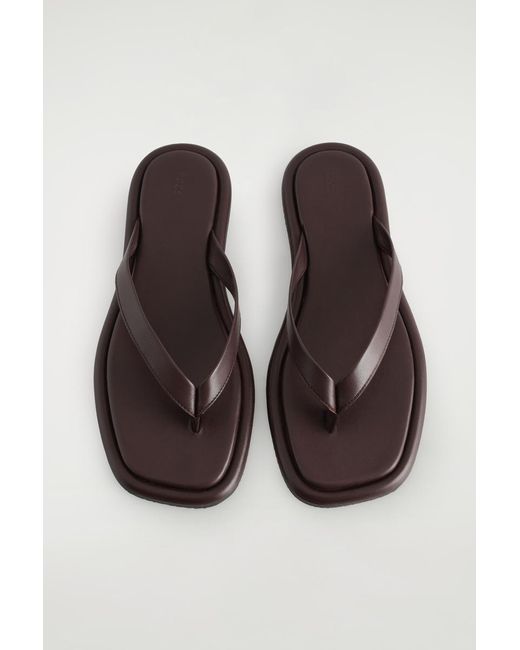COS Pink Leather Flip Flops