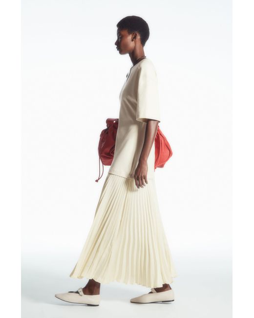 COS White Pleated-skirt T-shirt Dress