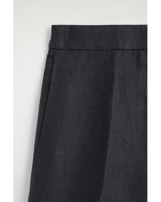 COS Blue Tailored Elasticated Linen Shorts