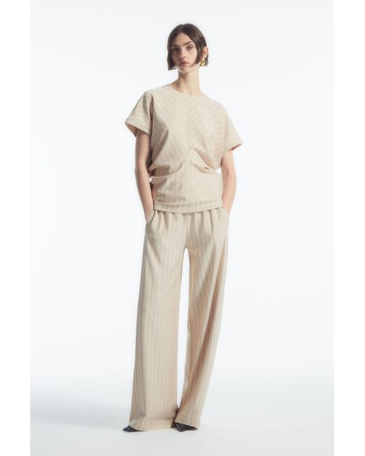 COS Natural Pinstriped Straight-leg Trousers