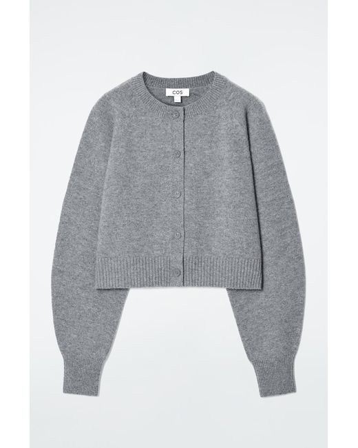 COS Gray Cropped Wool Cardigan