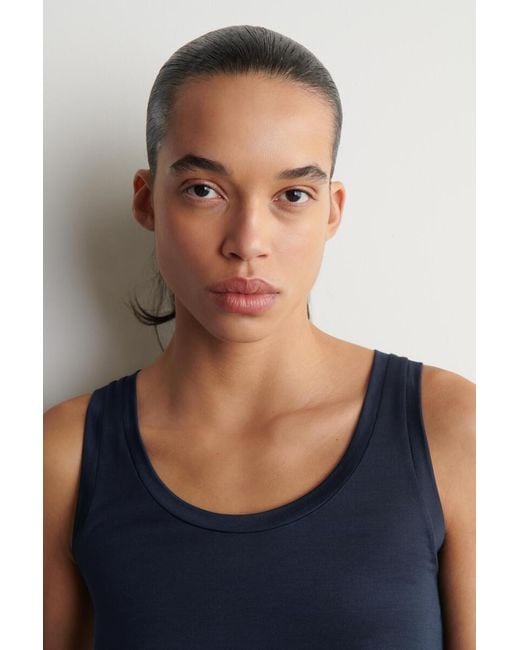 COS Blue Scoop-Neck Silk-Jersey Tank Top