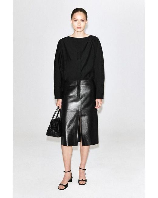 COS Black Sculpted Boat-Neck Blouse